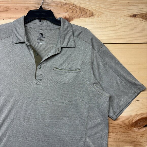 Salomon Polo Shirt Mens XL Green Actilite Breathable - Picture 1 of 13
